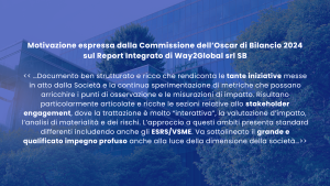 Motivazione della Commissione degli Oscar di Bilancio 2024 sulla Relazione d’impatto di Way2Global 